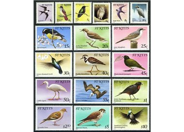 ST. KITTS 1982 Ordinary series, birds - Birds 18v MNH**