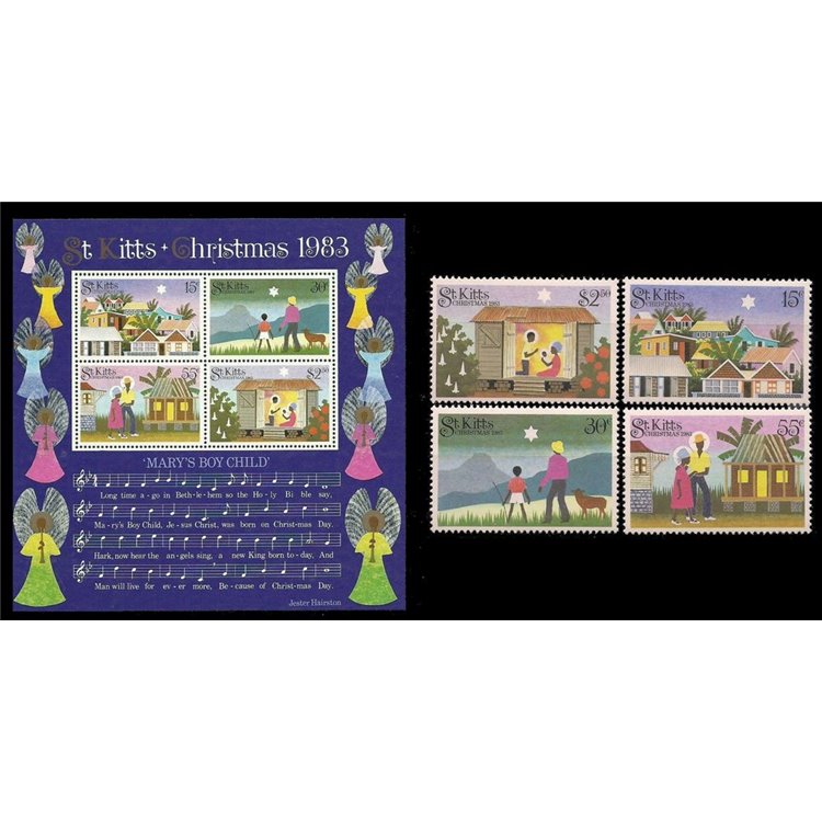 ST. KITTS 1983 Christmas - Christmas 4v + 1 s/s MNH**