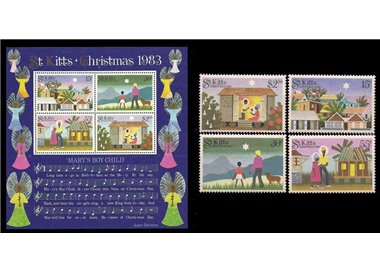 ST. KITTS 1983 Christmas - Christmas 4v + 1 s/s MNH**
