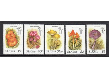 ST. KITTS 1987 Funghi - Mushrooms 5v MNH**