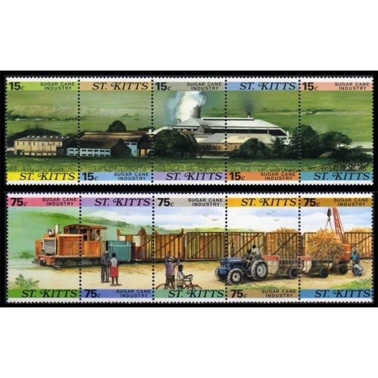ST. KITTS 1987 Sugarcane Industry 10v MNH**