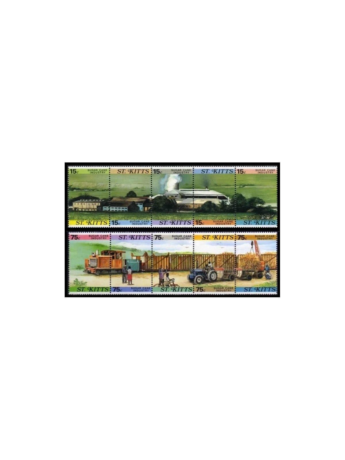 ST. KITTS 1987 Sugarcane Industry 10v MNH**
