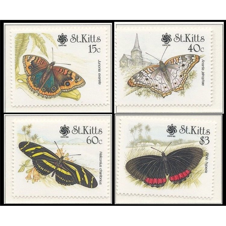 ST. KITTS 1990 Expo 90, Butterflies - Butterflies 4v MNH**