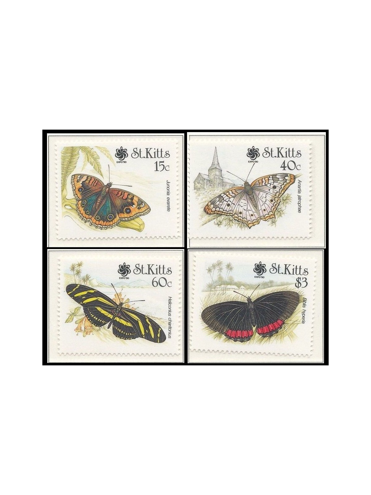 ST. KITTS 1990 Expo 90, Farfalle - Butterflies 4v MNH**
