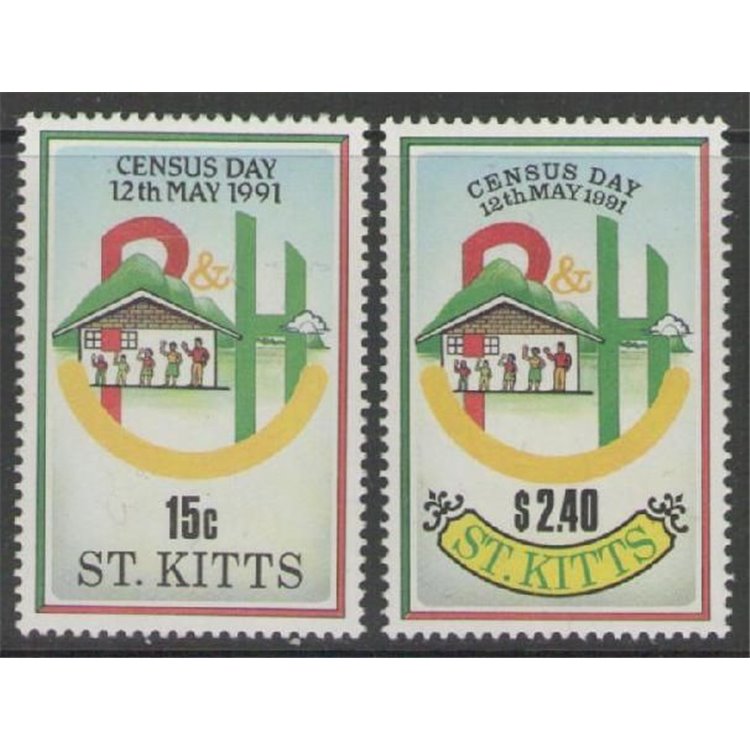 ST. KITTS 1991 Censimento - Census day 2v MNH**