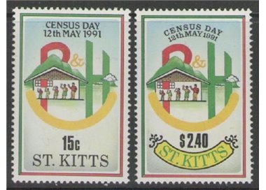 ST. KITTS 1991 Census - Census day 2v MNH**