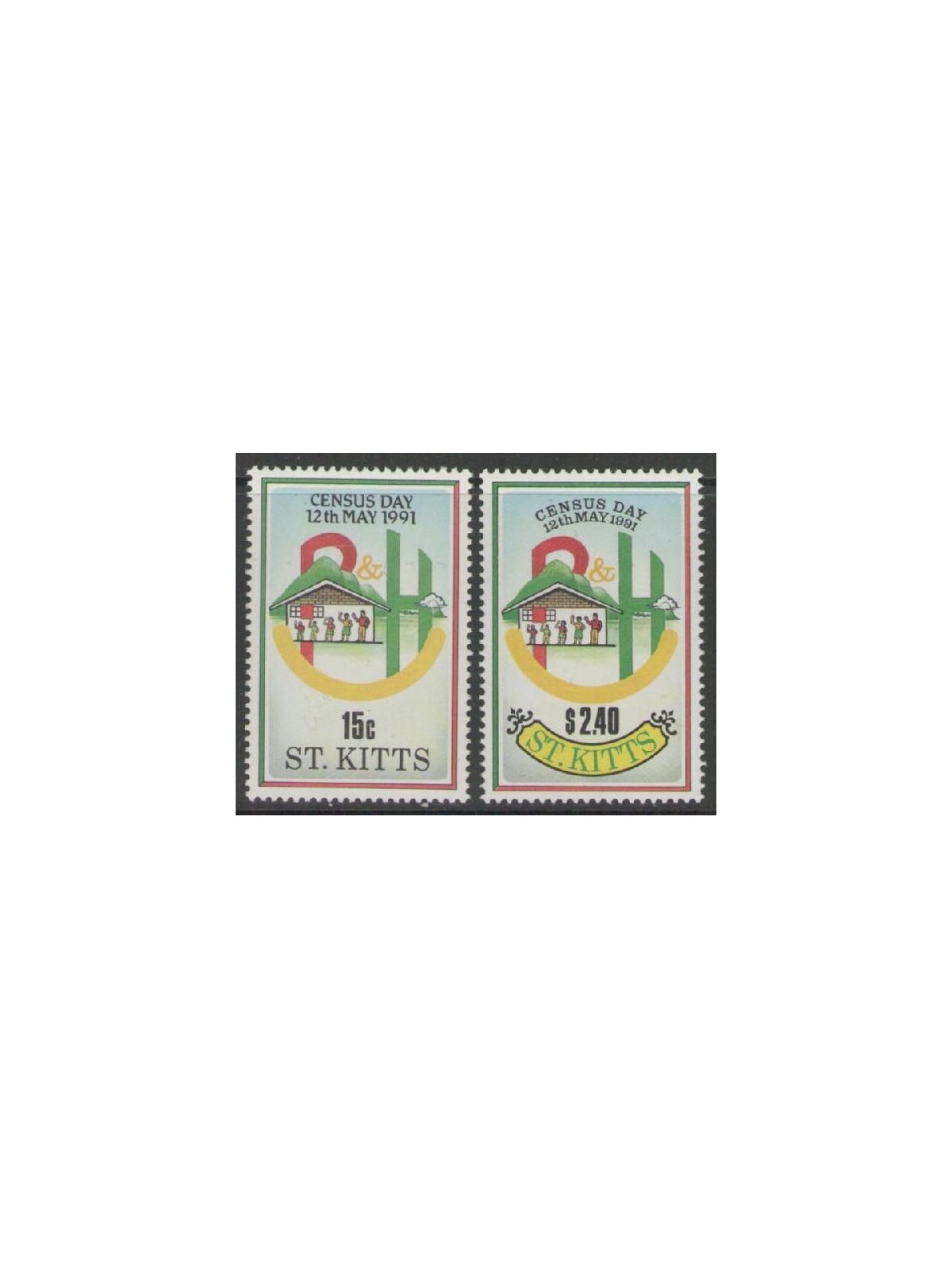 ST. KITTS 1991 Censimento - Census day 2v MNH**