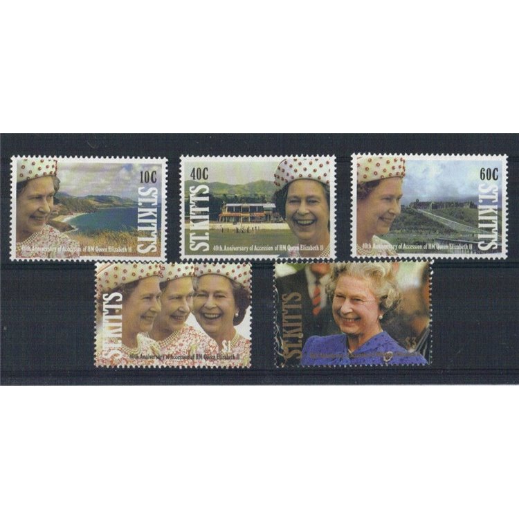 ST. KITTS 1991 Accession to the throne - Queen accession anniversary 5v MNH**