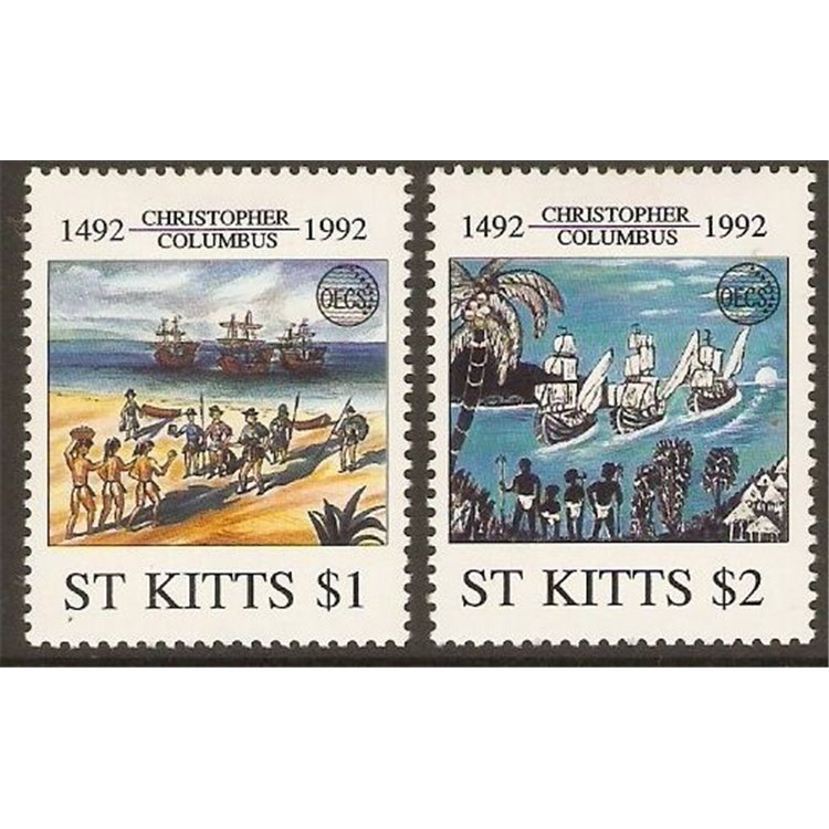 ST. KITTS 1992 Christopher Columbus - Discovery of America 2v MNH**