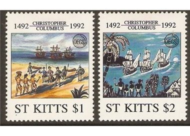 ST. KITTS 1992 Christopher Columbus - Discovery of America 2v MNH**