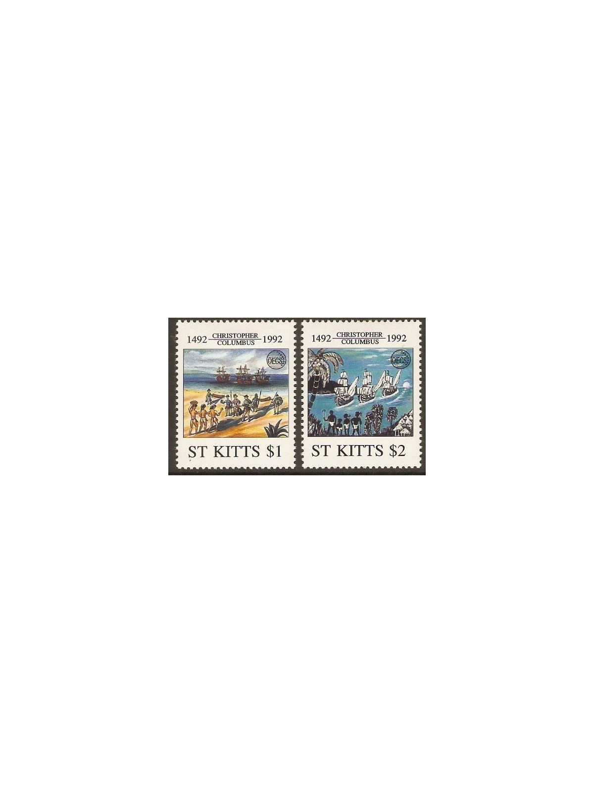 ST. KITTS 1992 Christopher Columbus - Discovery of America 2v MNH**