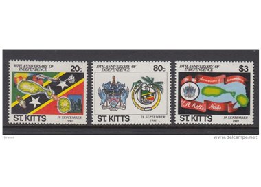 ST. KITTS 1993 Independence anniversary - 10 years independence 3v MNH**