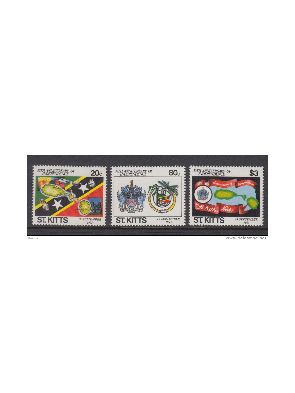 ST. KITTS 1993 Anniversario indipendenza - 10 years independence 3v MNH**