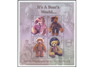 ST. KITTS 2003 Orso di peluche - Teddy bears 4v in foglietto MNH**