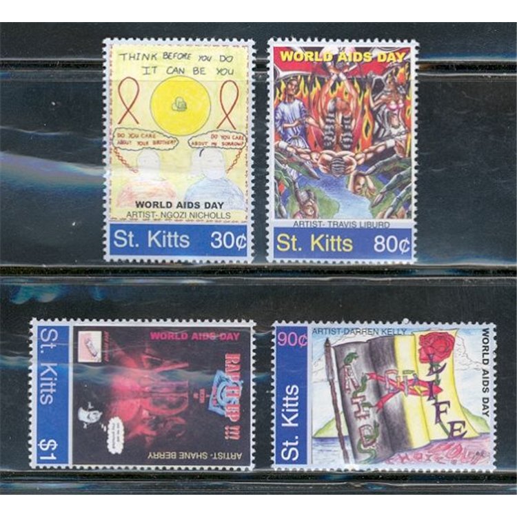 ST. KITTS 2004 World AIDS day 4v MNH**