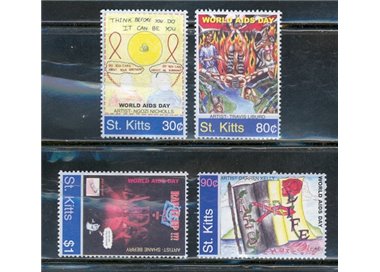 ST. KITTS 2004 World AIDS day 4v MNH**