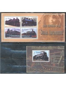 ST. KITTS 2004 Trains, locomotives 4v + 1 s/s MNH**