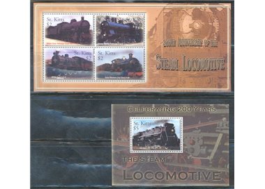ST. KITTS 2004 Treni, locomotive 4v + 1 BF MNH**