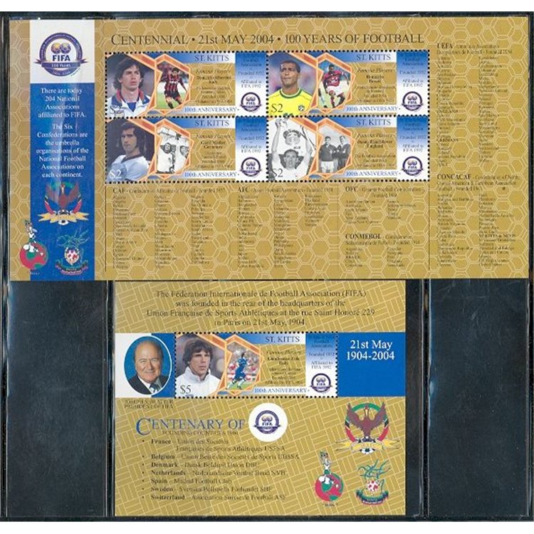 ST. KITTS 2004 FIFA Centenary 4v + 1 s/s MNH**