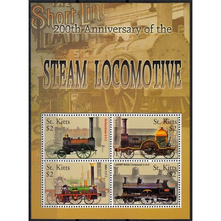 ST. KITTS 2004 Locomotives, 4v trains MNH**