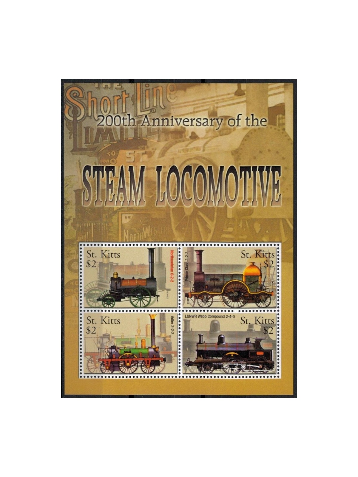 ST. KITTS 2004 Locomotives, 4v trains MNH**