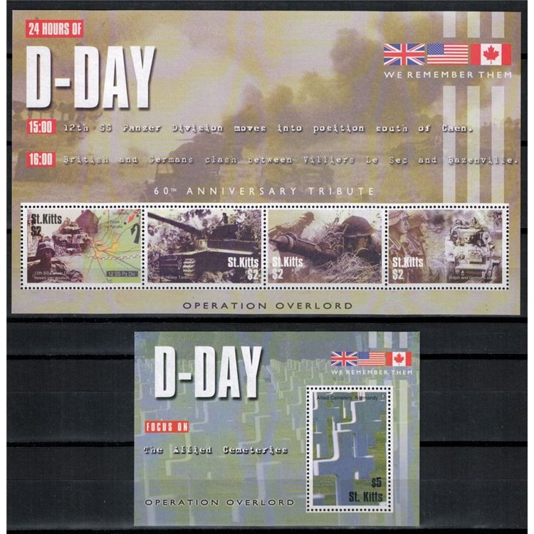 ST. KITTS 2004 D-Day 4v + 1 s/s MNH**