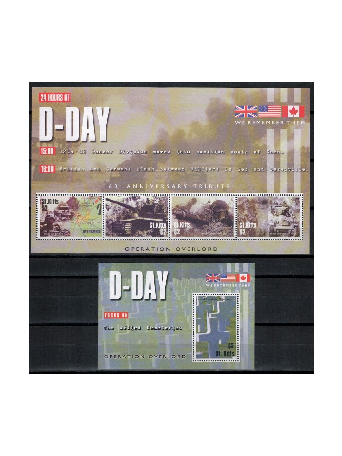ST. KITTS 2004 D-Day 4v + 1 s/s MNH**