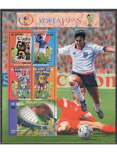 ST. KITTS 2002 World Cup Football 5v in foglietto MNH**