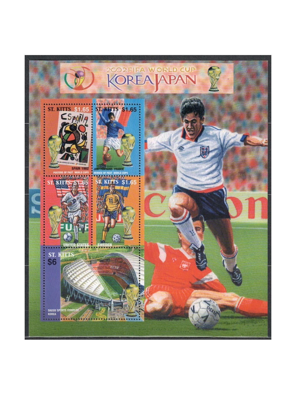 ST. KITTS 2002 World Cup Football 5v in MNH sheet**