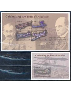 ST. KITTS 2003 Aviation centenary 4v + 1 s/s MNH**