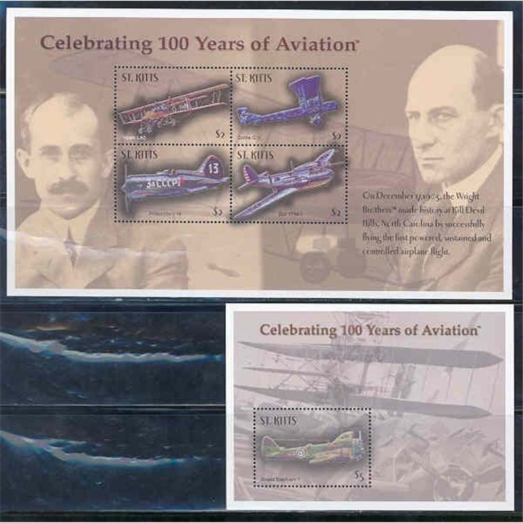ST. KITTS 2003 Aviation centenary 4v + 1 s/s MNH**