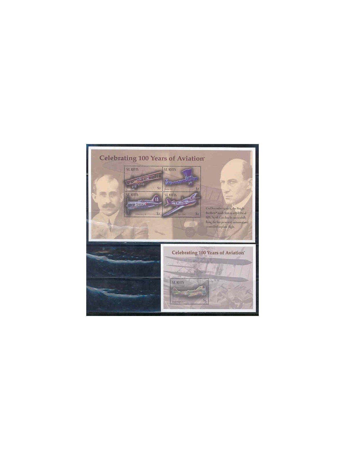 ST. KITTS 2003 Aviation centenary 4v + 1 s/s MNH**