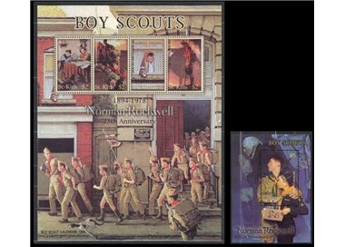 ST. KITTS 2003 Norman Rockweel, scouting 4v + 1 s/s MNH**