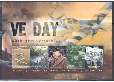 ST. KITTS 2005 VE-Day 5v in MNH leaflet**