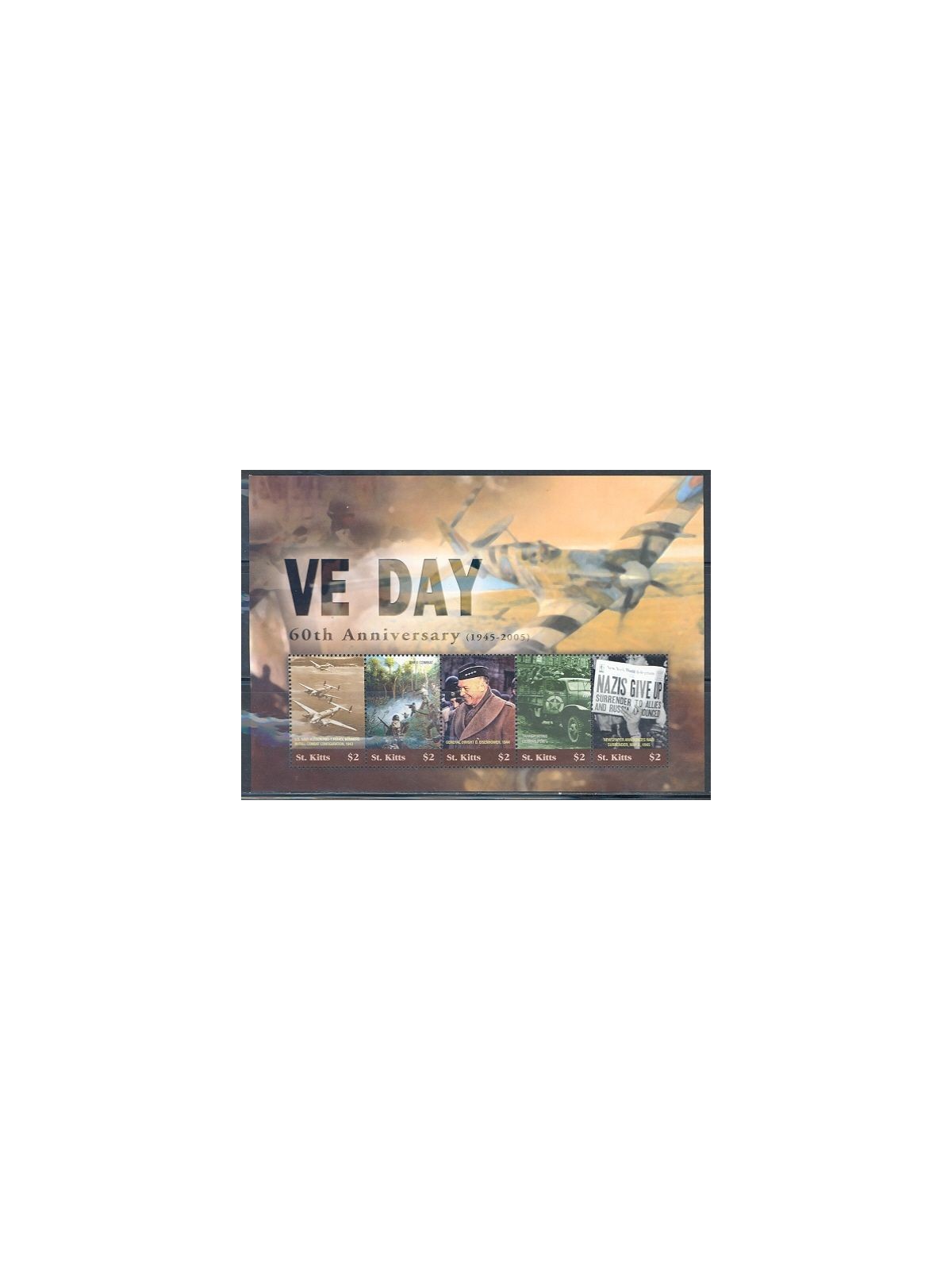 ST. KITTS 2005 VE-Day 5v in MNH leaflet**