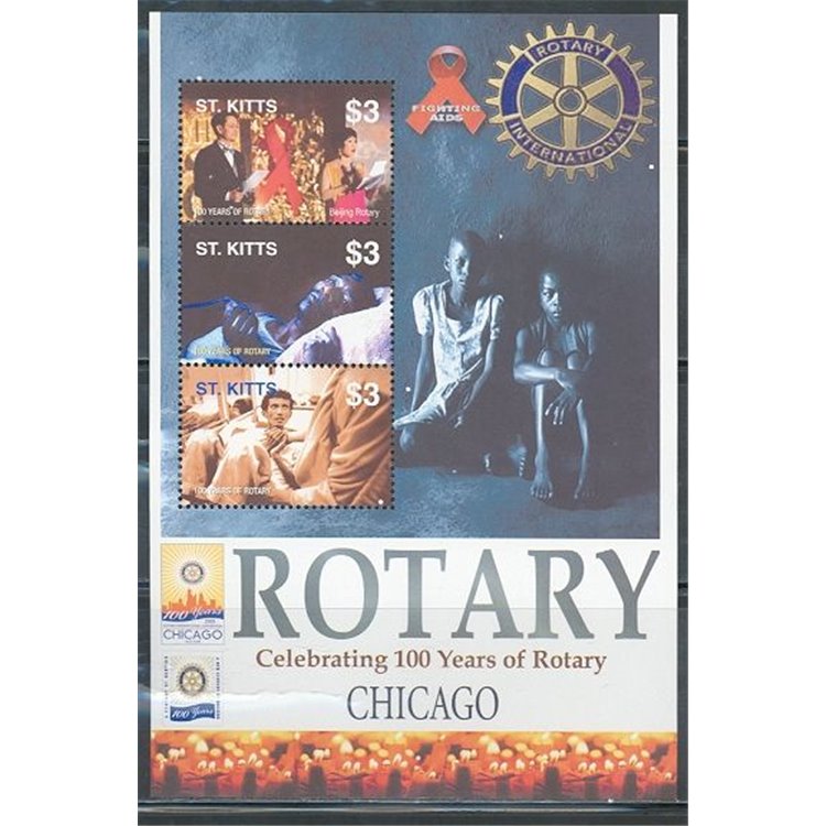 ST. KITTS 2005 Rotary centenary 3v in MNH sheet**