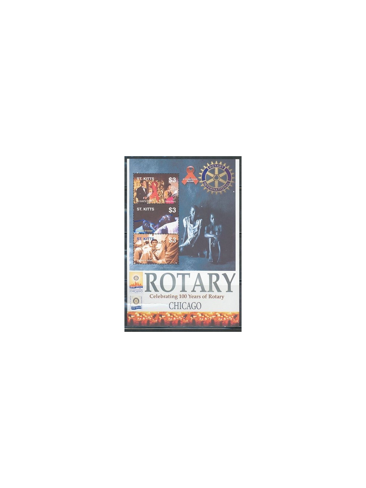 ST. KITTS 2005 Rotary centenary 3v in MNH sheet**