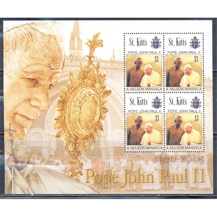 ST. KITTS 2005 Pope John Paul II & Nelson Mandela 4v sheetlet MNH**