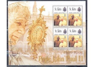 ST. KITTS 2005 Pope John Paul II & Nelson Mandela 4v in minifoglio MNH**