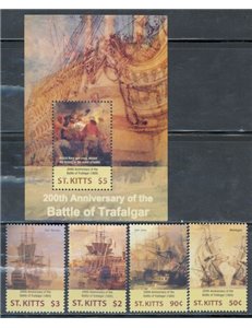 ST. KITTS 2005 Battle of Trafalgar 4v + 1 s/s MNH**