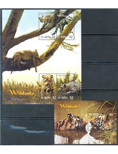 ST. KITTS 2005 Tigri - Wildcats 4v + 1 BF MNH**