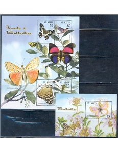 ST. KITTS 2005 Insects and Butterflies 4v + 1 BF MNH**