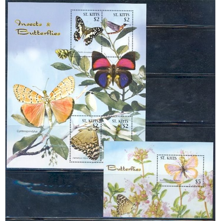 ST. KITTS 2005 Insects and Butterflies 4v + 1 s/s MNH**