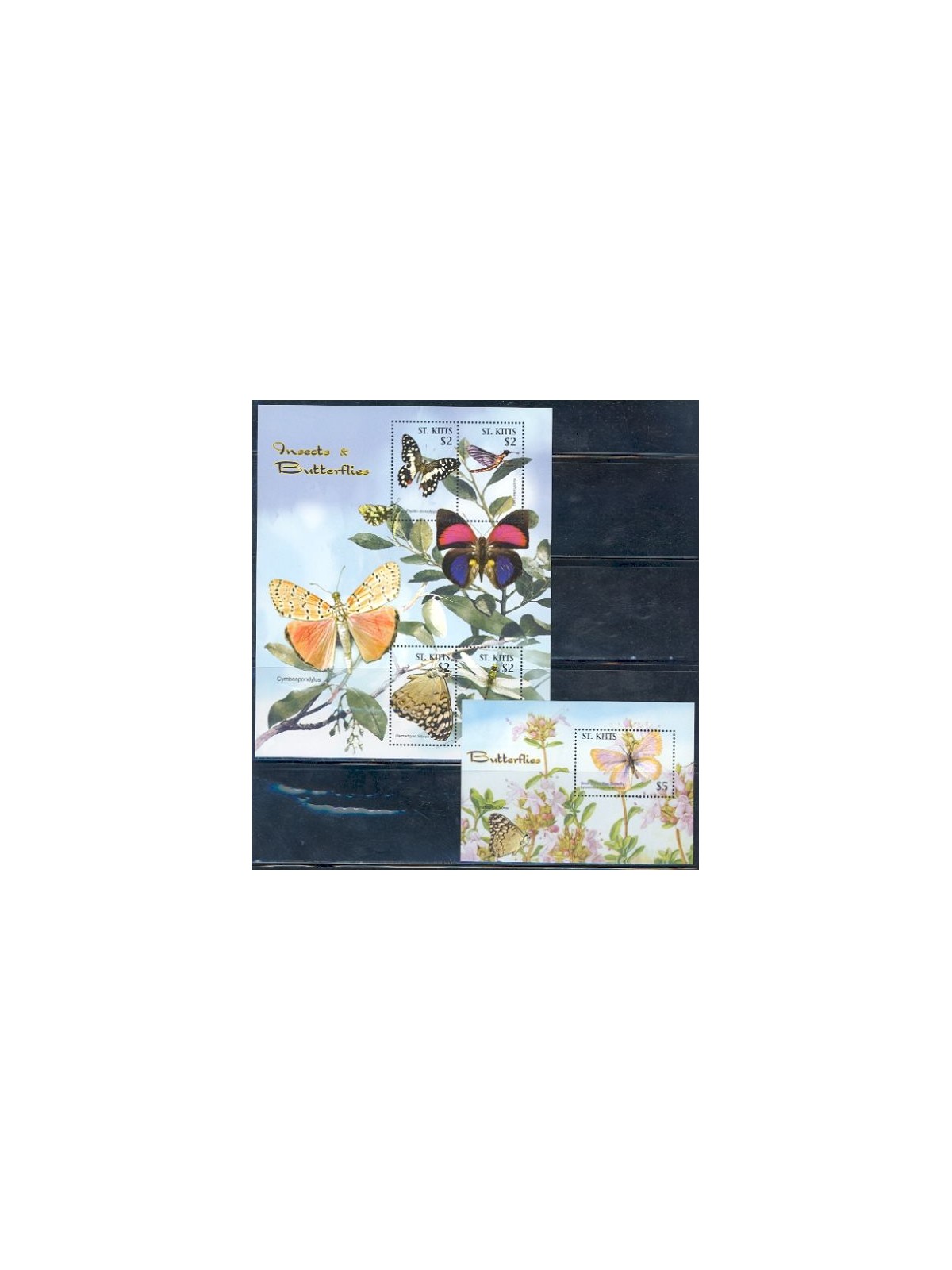 ST. KITTS 2005 Insects and Butterflies 4v + 1 BF MNH**