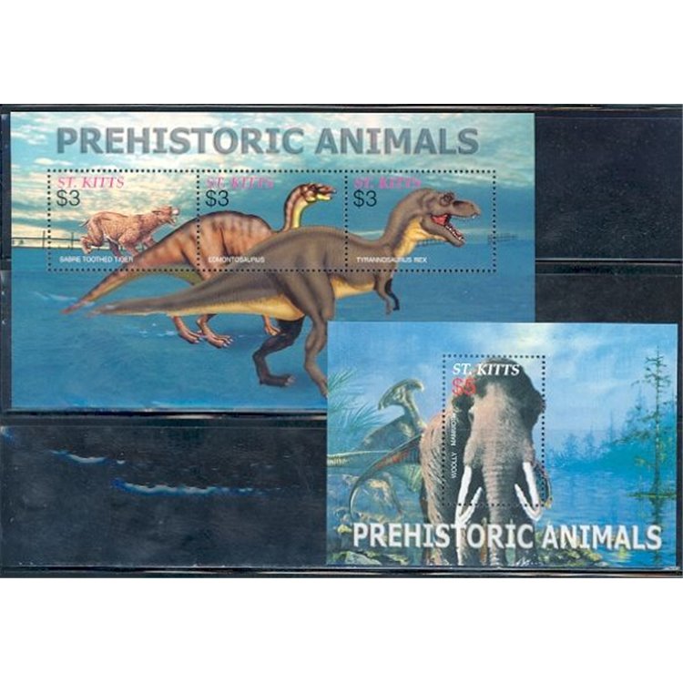 ST. KITTS 2005 Prehistoric Animals II 3v + 1 BF MNH**