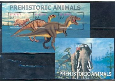 ST. KITTS 2005 Prehistoric Animals II 3v + 1 s/s MNH**