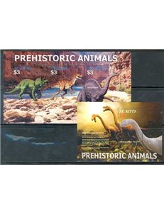 ST. KITTS 2005 Prehistoric Animals I 3v + 1 BF MNH**