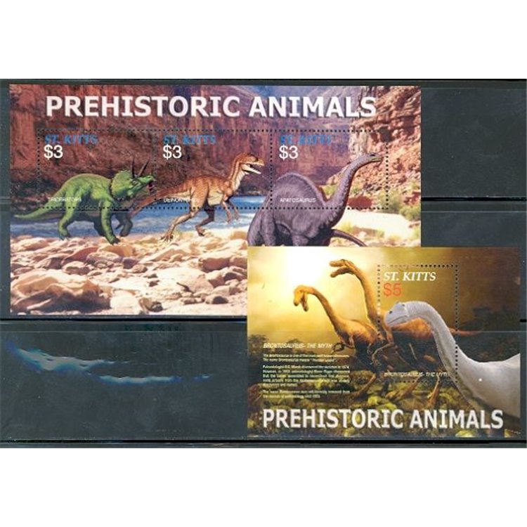 ST. KITTS 2005 Prehistoric Animals I 3v + 1 s/s MNH**