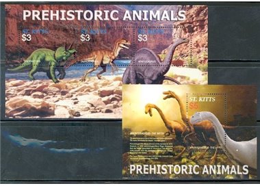 ST. KITTS 2005 Prehistoric Animals I 3v + 1 s/s MNH**