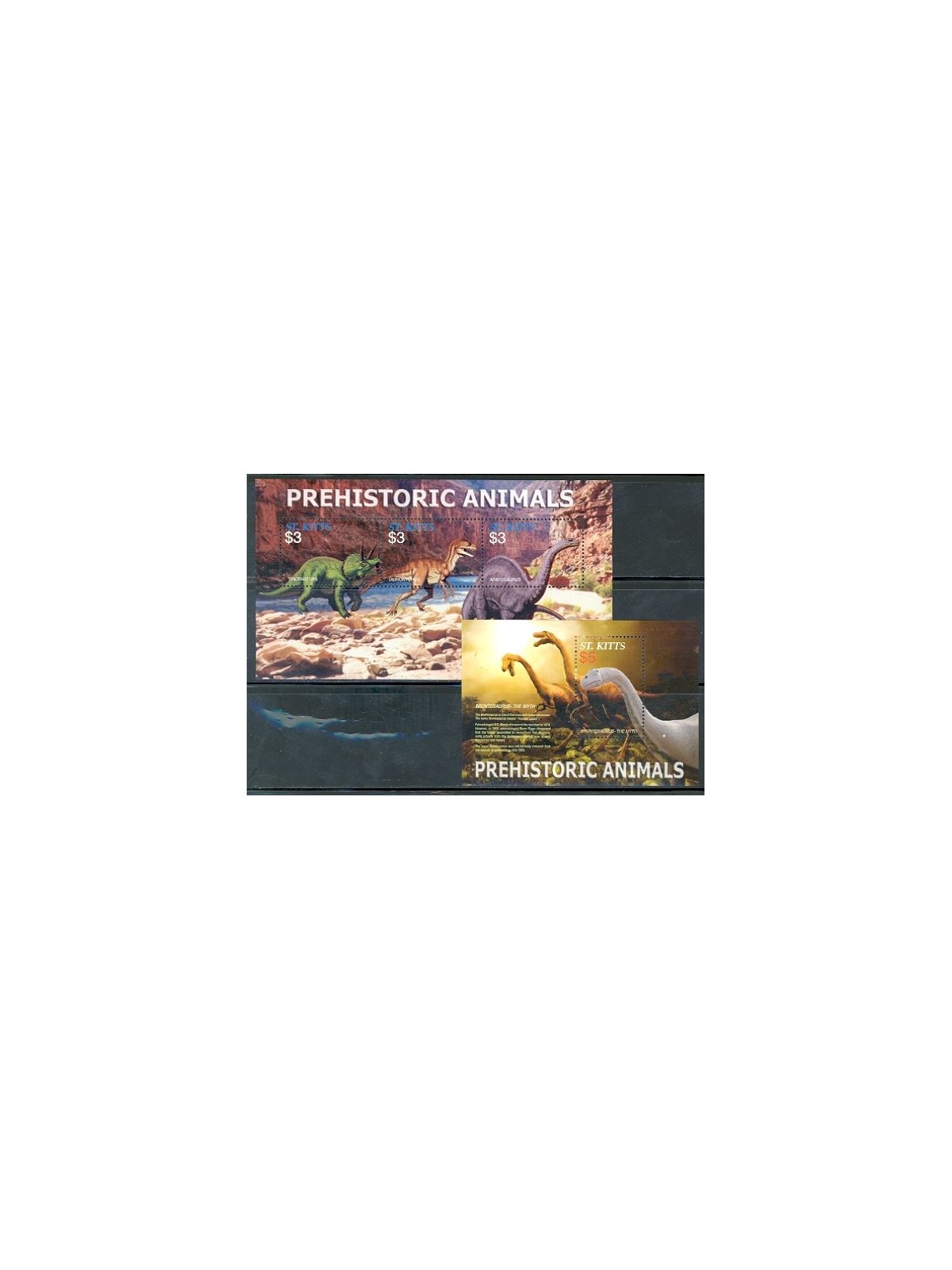 ST. KITTS 2005 Prehistoric Animals I 3v + 1 s/s MNH**